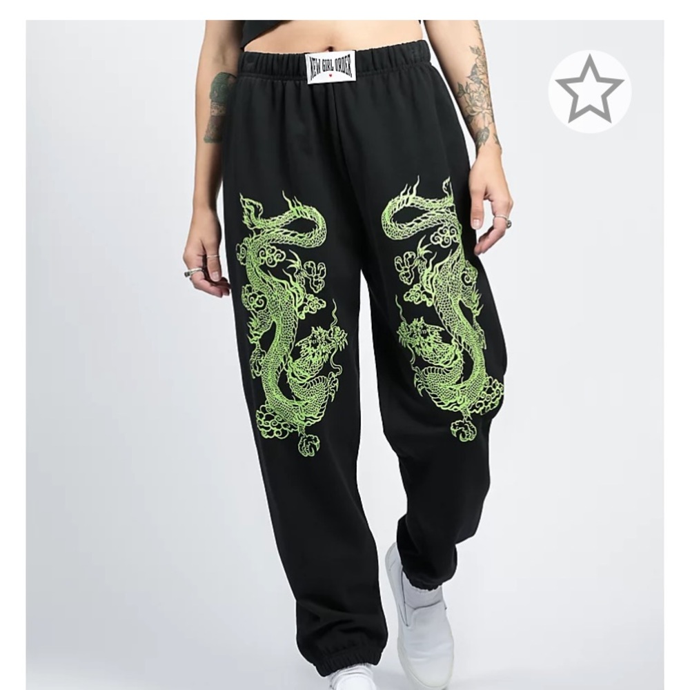 New girl order double dragon black and green joggers